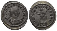 Roman Imperial Coinage Carus (282 - 283 n. Chr.). Antoninian. 282 - 283 n. Chr. Ticinum. Vs: IMP C M AVR KARVS P F AVG. Büste mit Strahlenkrone und Drapierung rechts. Rs: PERPETVITATE AVG / VXXI. Secu