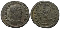 Roman Imperial Coinage Constantius I. Chlorus (305 - 306 n. Chr.). Follis. 294 n. Chr. Siscia. Vs: FL VAL CONSTANTIVS NOB C. Kopf mit Lorbeerkranz rechts. Rs: GENIO POP - VLI ROMANI. Genius mit Füllho