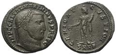 Roman Imperial Coinage Maximinus II. Daia (310 - 313 n. Chr.). Follis. 310 n. Chr. Nicomedia. Vs: IMP C GAL VAL MAXIMINVS P F AVG. Kopf mit Lorbeerkranz rechts. Rs: GENIO AVGVSTI CMH / SMNB. Genius mi