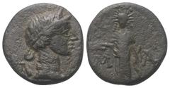 Roman Provincial Lykien. Lykischer Bund. Bronze. Masikytos. Vs: Kopf des Apollon mit Lorbeerkranz rechts. Rs: Apollon Patroos mit Zweig und Bogen nach links stehend. 19 mm. 4,88 g. RPC 3331. Sehr schö