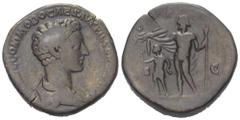 Roman Imperial Coinage Commodus (177 - 192 n. Chr.). Sesterz. 175 - 176 n. Chr. Rom. Vs: L AVREL COMMODO CAES AVG FIL GERM SARM. Drapierte Büste rechts. Rs: IOVI CONSERVATORI / S - C . Jupiter mit Sze