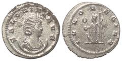 Roman Imperial Coinage Salonina (gest. 268 n. Chr). Antoninian (Billon). 253 - 268 n. Chr. Siscia. Vs: SALONINA AVG. Büste mit Diadem vor Mondsichel nach rechts. Rs: IVNO REGINA. Iuno steht nach links
