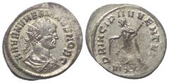 Roman Imperial Coinage Numerianus (283 - 284 n. Chr.). Antoninian (Kupfer). 283 - 284 n. Chr. Ticinum. Vs: M AVR NVMERIANVS NOB C. Büste mit Strahlenkrone, Paludament und Panzer rechts. Rs: PRINCIPI I