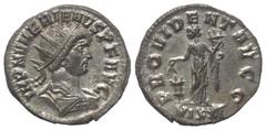 Roman Imperial Coinage Numerianus (283 - 284 n. Chr.). Antoninian (Kupfer). 283 - 284 n. Chr. Ticinum. Vs: IMP NVMERIANVS P F AVG. Büste mit Strahlenkrone, Paludament und Panzer rechts. Rs: PROVIDENT 