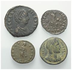 Lots - Ancient Coins Römische Münzen - Lots. Kaiserzeit. Lot (4 Stück): Kleinbronzen von Theodora (Gemahlin des Constantius Chlorus), Aelia Flaccilla (gest. 388 n. Chr.) und Theodosius I. (379 - 395 n