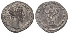 Roman Imperial Coinage Commodus (177 - 192 n. Chr.). Denar (Silber). 181 - 182 n. Chr. Rom. Vs: M COMMODVS ANTONINVS AVG. Kopf mit Lorbeerkranz rechts. Rs: LIB AVG V TR P VII IMP IIII COS III P P. Lib