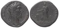 Roman Imperial Coinage Commodus (177 - 192 n. Chr.). Sesterz (Bronze). 184 n. Chr. Rom. Vs: M COMMODVS ANTON AVG PIVS BRIT. Kopf mit Lorbeerkranz rechts. Rs: VOTA SVSCEP DECEN PM TR P VIIII IMP VII / 