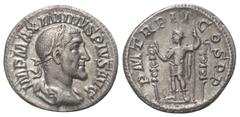 Roman Imperial Coinage Maximinus I. Thrax (235 - 238 n. Chr.). Denar (Silber). 236 n. Chr. Rom. Vs: IMP MAXIMINVS PIVS AVG. Büste mit Lorbeerkranz, Paludament und Panzer rechts. Rs: P M TR P II COS P 