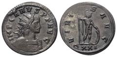 Roman Imperial Coinage Carus (282 - 283 n. Chr.). Antoninian (Kupfer). 282 n.Chr. Ticinum. Vs: IMP CARVS P F AVG. Büste mit Strahlenkrone und Panzer rechts. Rs: VIRT-V-S AVG. Im Abschnitt: Q XXI. Virt