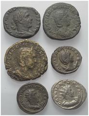 Lots - Ancient Coins Römische Münzen - Lots. Kaiserzeit. Lot (6 Stück, Silber (3x)). Antoninian und Sesterz des Philippus I. Arabs (244 - 249 n. Chr.). Zwei Sesterzen der Otacilia Severa (Kaiserin 244