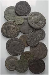 Lots - Ancient Coins Römische Münzen - Lots. Kaiserzeit. Lot (15 Stück): Antoniniane, Radiati und Folles von Maximianus I. Herculius (285 - 310 n. Chr.) und Constantius I. Chlorus (305 - 306 n. Chr.).