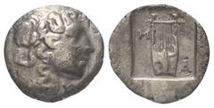 Greek Lykien. Lykischer Bund. Hemidrachme (Silber). Ca. 48 - 42 v. Chr. Masykitos. Vs: Kopf des Apollon mit Lorbeerkranz rechts. Rs: M - A. Kithara in vertieftem Quadrat. 15 mm. 1,50 g. Troxell 85. Se
