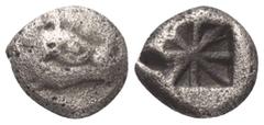 Greek Dynasten von Lykien. Unbestimmte Dynasten. 1/3 Stater (Tetrobol, Silber). Um 500 / 480 v. Chr. Vs: Kopf eines Ebers rechts. Rs: Quadratum incusum mit acht sternförmig angeordneten Linien. 13 mm.