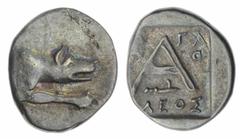 Ancient Greece and the Hellenistic States Further Coins From the Cabinet of Robert P. Ball | Argolis, Argos, AR Hemidrachm, c. 90-40BC, magistrate Agathokleos, forepart of wolf at bay right, rev. larg