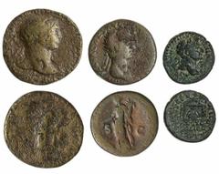 The Roman Empire A Selection of Nervan and Trajanic Bronze (3), Roman Empire, Nerva, (AD96-98), AE Aes, c.97, IMP NERVA CAES AVG [P M TR P COS III P P], radiate head right, rev. Aequitas standing left