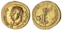 ANCIENT COINS The 'White Rose' Collection | Roman Empire, Vitellius (19 April - 20 December 69), AV Aureus, struck 2 January – 18 April 69, prior to the Senate's award of his title of Augustus, Mint o