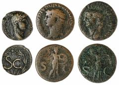 Ancients - Roman Bronze Roman Empire, A Selection of Julio-Claudian Bronze and Billion, (6), Augustus, (27BC-AD14), Posthumous, Struck under Tiberius (AD14-37) AE Aes, after 14AD, DIVVS AVGVSTVS PATER