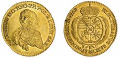 Gold Coins post-1800 - World The Augusta Collection of European Gold Coins | NGC MS62 | Germany, Saxony, Xaver (1763-1768), Gold Ducat, 1768 ED, Dresden, engraved for Ernst Dietrich Kroll [Mintmaster]