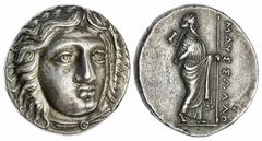 Ancients - Greek Silver The 'Kyrios' Collection | Satraps of Caria, Maussolos, AR Tetradrachm, c. 377-353 BC, laureate head of Apollo facing slightly right, rev. MAYSSOLLO Zeus Laubrandos standing rig