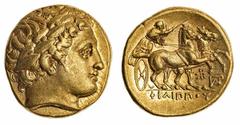 Ancients - Greek Gold Kingdom of Macedon, Philip III Arrhidaios (323-317 BC), AV Stater, in the names and types of Philip II, Abydos, c. 318, laureate head of Apollo right rev. charioteer riding biga 