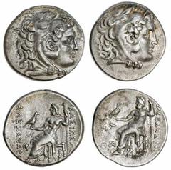 Ancients - Greek Silver The 'Kyrios' Collection | Kingdom of Macedon, Alexander III, 'The Great' (336-323 BC) A Pair of Mesembrian Tetradrachms (2): i) AR Tetradrachm, Mesembria, Head of Herakles righ