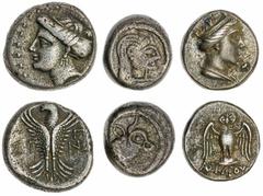 Ancients - Greek Silver The 'Kyrios' Collection, | A Trio of Silver from Greek Asia (3): i) Kolchis, Phasis AR Hemidrachm, c. 450-435 BC, Head of Artemis Dali in archaic style right rev. Head of bull 