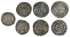 English Hammered Coins Medieval Groats (7) | Henry VI (1422-1461), Annulet Issue, Groat, Calais, 1422-1427, annulets at neck, 3.75g, 1h, m.m incurved pierced cross (North 1427; Spink 1836); another, a