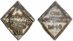 ENGLISH MILLED COINS Charles I (1625-1649), Civil War Issues, Siege of Royalist Newark, Shilling, 1646, struck in gilt-silver, high-arched crown with jewelled band, dividing C-R, rev. OBS: | NEWARK | 