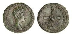 Ancient Coins Roman Empire, Commodus (AD 177-192), as Caesar, AE As, Rome, struck 176, COMMODO CAES AVG FIL GERM SARM COS, bare head right, rev. PRINCIPI IVVENTVTIS, clasped hands holding aquila on pr