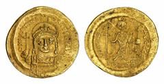 ANCIENT COINS: BYZANTINE EMPIRE Byzantine Empire, Justinian I, 'the Great' (527-565), AV Solidus, Constantinople, 5th Officina, struck 542-565, D N IVSTINIANVS P F AVG, pearl-diademed, helmeted, and c