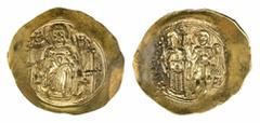 THE TRAJAN" COLLECTION OF BYZANTINE COINS" Byzantine Empire, Isaac II Angelus, First Reign (1185-1195), AV Hyperpyron, Constantinople, Theotokos nimbate, enthroned and facing, wearing pallium and maph