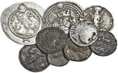 Sasanian, Shapur II (309-397), Drachm, legend on shaft of fire-altar, Valkash (484-488), Drachm, (G”bl 102, 179; Sellwood 32, 50), both about very fine, the second scarce, Parthia, Mithradates II (123