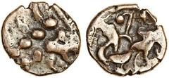 Celtic, uninscribed coinage, Corieltauvi, c.50 BC, Gold Stater, 5.43g, derived from South Ferriby type, very coarse degenerated head, rev. horse left (Mack 449; BMC 3148-78; Rudd ABC 1743; S.390), goo