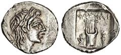 Lycia, Phaselis (c.88-77 BC), AR Hemidrachm, 2.60g, laureate head of Apollo right, rev. lyre between headdress of Isis and torch (SNG Cop 125; NNM 162), extremely fine