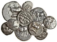 Greek Silver coins (10), comprising Byzantium, Sigloi (2), Tetrobol, Kalchedon, Siglos, Parium c.350-300 BC, Drachm, Hemidrachm (2), Miletos, Obol, Rhodes, Hemidrachm, Laranda?, an uncertain fraction,