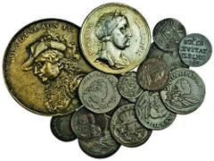 Poland, copper coins (14), including August III, Solidus, 1751, extremely fine, 3-Solidi (7), 1753, 1754 (2), 1754 H, 1755 H (3), Elbing, Solidus, 1763 ICS, Thorn, Solidus, 1760, these last two good v