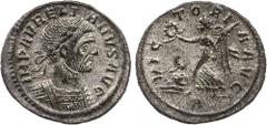 †Aurelian (A.D. 270-275), Billon Denarius, 2.25g., laureate and cuirassed bust right, IMP AVRELIANVS AVG, rev. VICTORIA AVG, Victory advancing left, captive at feet, no exergual line, A below (RIC 73;