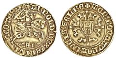 Netherlands, Gelderland, Arnold von Egmont (1423-72), Florin, Cavalier d'or or Rijder, 3.44g, horseman right, gel below, rev. shield on cross fleury (Del.602; F.59; V.D.Chijs pl IX,1), pale gold (60%)