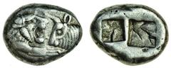 Ancient Coins Lydia, time of Cyrus to Darius I (c.545-520 BC), AR Siglos, or Half-Stater, 5.29g, foreparts of lion and bull confronted, rev. two square incuse punches side-by-side (Traité I, 409-410, 