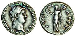 Ancient Coins Otho (Jan-April AD 69), AR Denarius, 3.50g, bare head right, rev. secvritas p.r, Securitas standing facing, head left, holding wreath and sceptre (RIC 8; BMC 18; RSC 17), toned, very fin
