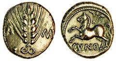 Celtic Coins (x) Celtic, Catuvellauni and Trinovantes, Cunobelin (c.AD 8-41), gold Stater, 5.35g, classic type, ear of corn, scroll at bottom, [c]a to left, m[v] to right, rev. cvno, horse left, flora