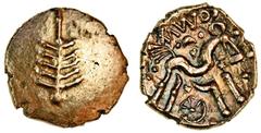 Celtic Coins (x) Celtic, Dobunni (mid 1st century BC to mid 1st century AD), Comux type, gold Stater, 5.35g, tree symbol, rev. comvx, triple-tailed horse right, six-spoked wheel below (Mack 392; Rudd 