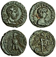 Ancient Coins-Roman Bronze Gallienus, Billon Tetradrachm of year 5 = 257/8, laureate, cuirassed bust right, rev. eagle standing half left, wings spread, head turned right with wreath in beak, L - E in