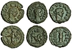 Ancient Coins-Roman Bronze Carinus, Billon Tetradrachm, as Caesar, year 1 = 282/3, laureate, cuirassed bust right, rev. Fortuna standing left, holding rudder and cornucopia (BMC 2448; Köln 3172), anot