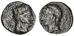 Ancient Coins Cyprus, Salamis, Nikokreon (331-310 BC), AR Tetrobol, 2.00g, head of Aphrodite right, wearing turreted crown, BA behind, rev. laureate head of Apollo left (BMC pl. 24,22; Babelon pl. XVI