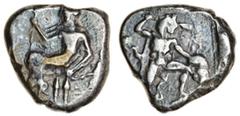 Ancient Coins Uncertain Cilician mint (or possibly Cyprus ?) (5th cent. BC), AR Stater, 10.25g, deity seated left, holding sceptre surmounted by eagle (?), figure standing left behind, rev. Herakles, 
