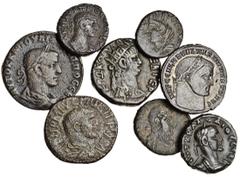 Ancient Coins Roman Colonial Bronzes of Gordian III, Singara, 17mm, radiate bust left, rev. turreted bust of city-goddess left, fine, Philip I, Pisidian Antioch, 25mm, radiate bust right, legionary ea