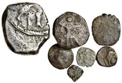 Ancient Cyprus, Kition (late 5th cent. BC), AR Stater, 11.35g, Herakles advancing right (only his legs visible), wielding club, rev. lion attacking stag right, in dotted square within incuse square (c