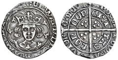 English Hammered Edward IV/V (1483), Groat, 3.01g, Type XXII, London, m.m. sun and rose, crowned facing bust, fleurs on all cusps except above crown,saltire stops and none, no pellet below bust, rev. 