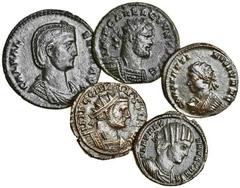 Ancient Coins Third to Fourth Century Roman, comprising Carausius (AD 286-293), Antoninianus, Rouen, radiate, cuirassed bust right, IMP C CARAVSIVS IVG, rev. SECVRITAS PERP, Securitas standing left, l